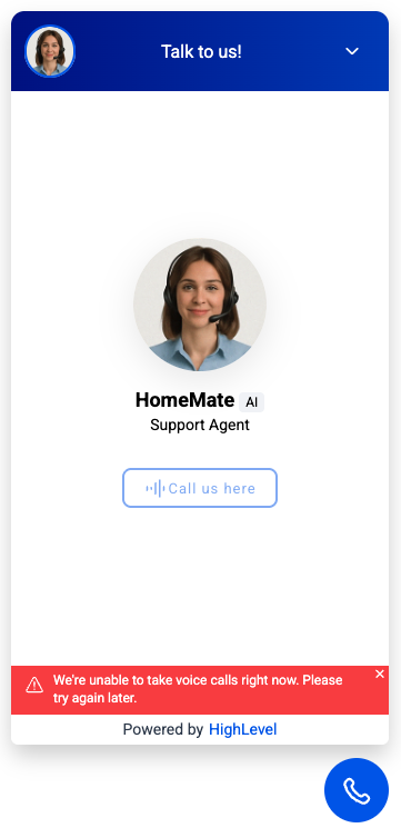 Concurrent call limit red banner example 1