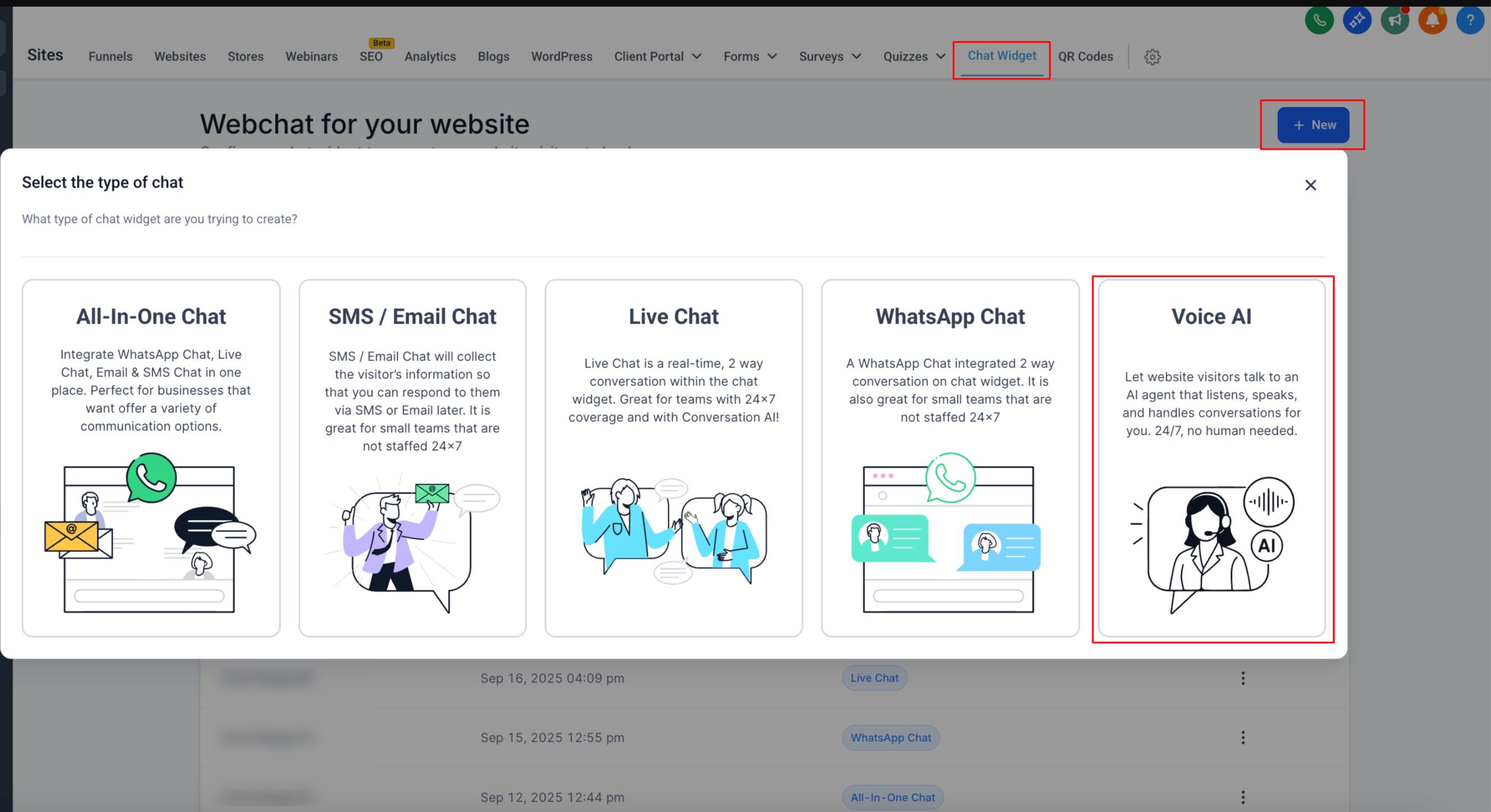 Creating a new Voice AI widget in Captivation Hub