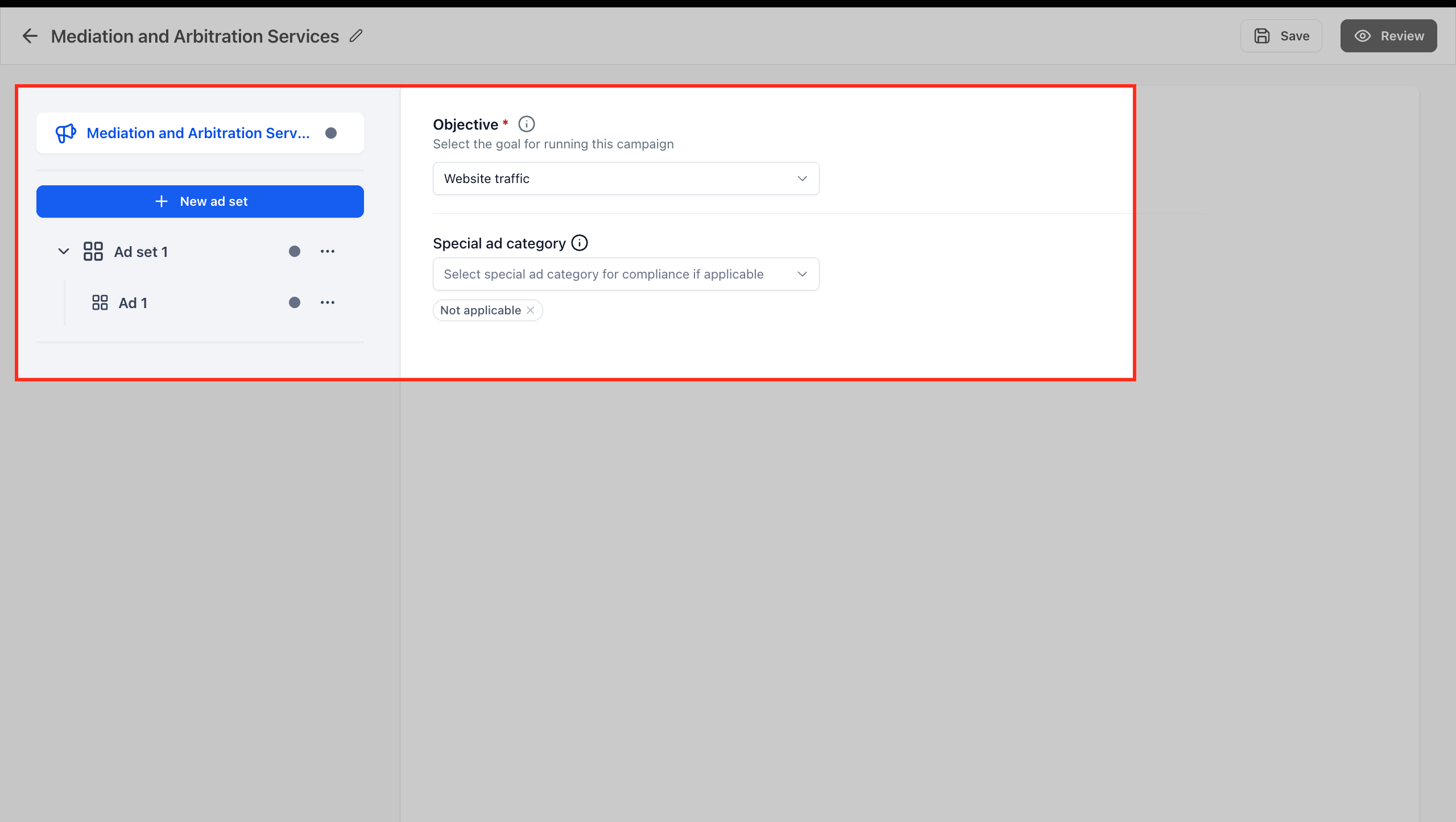 Creating or opening a campaign in Ad Manager