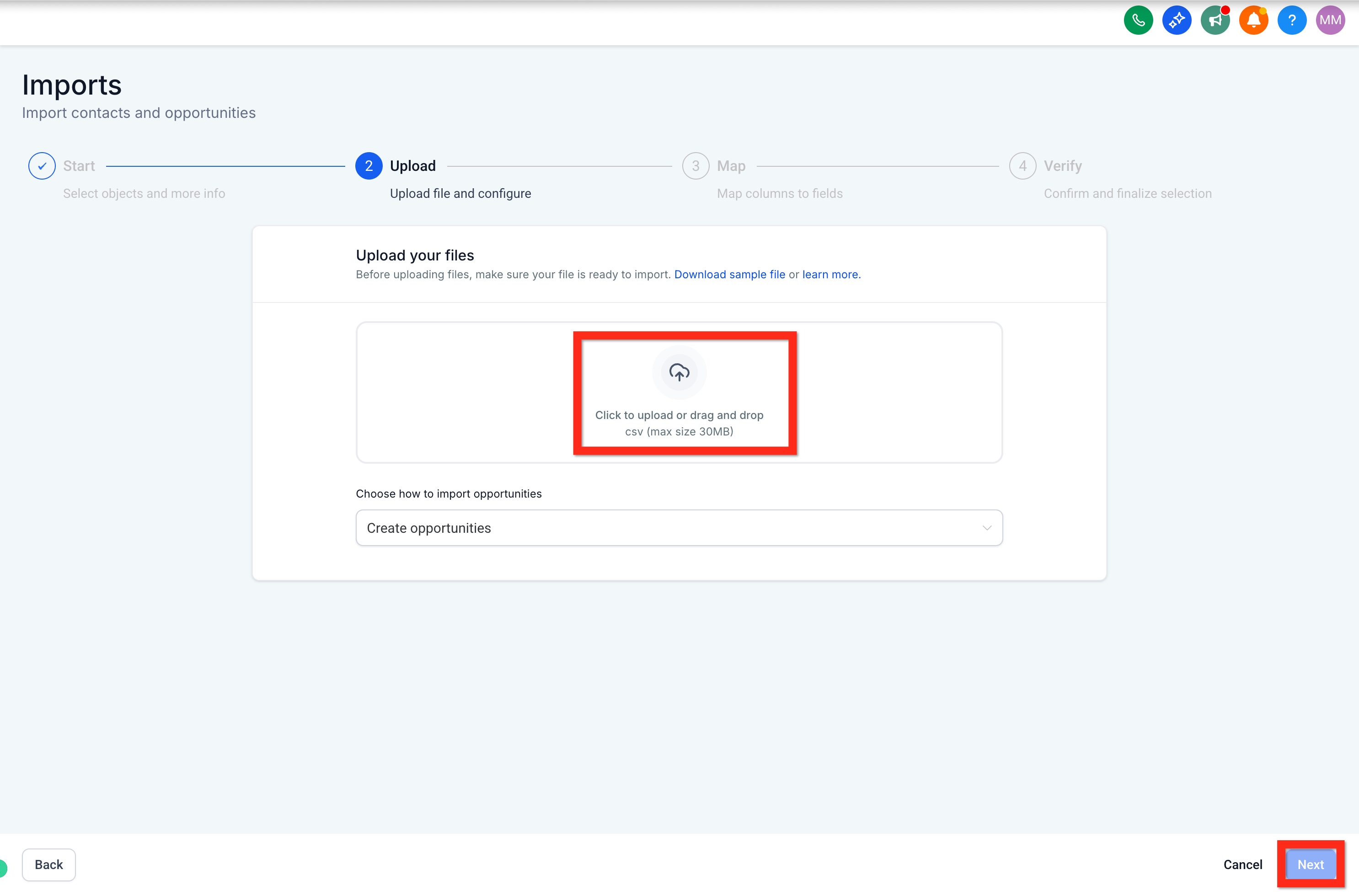 Importing opportunities via CSV in Captivation Hub
