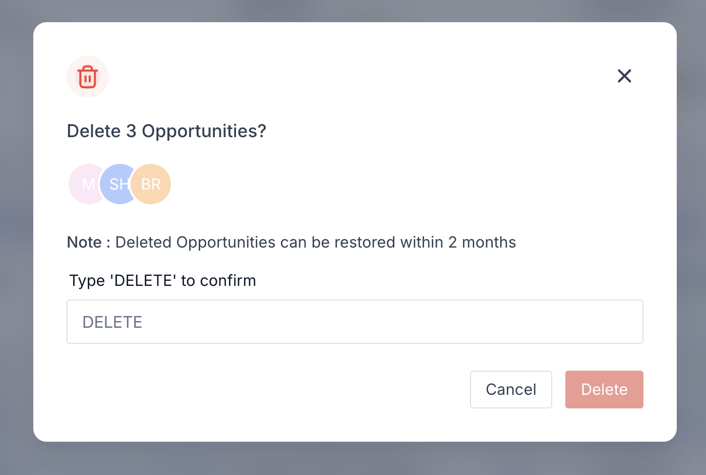 Bulk Actions menu showing Delete option in Captivation Hub