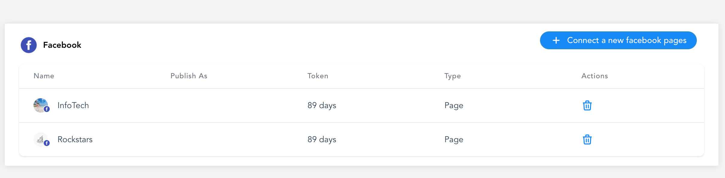 Facebook Pages successfully connected in Captivation Hub Social Planner