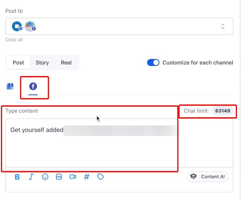 Platform-specific post preview panel