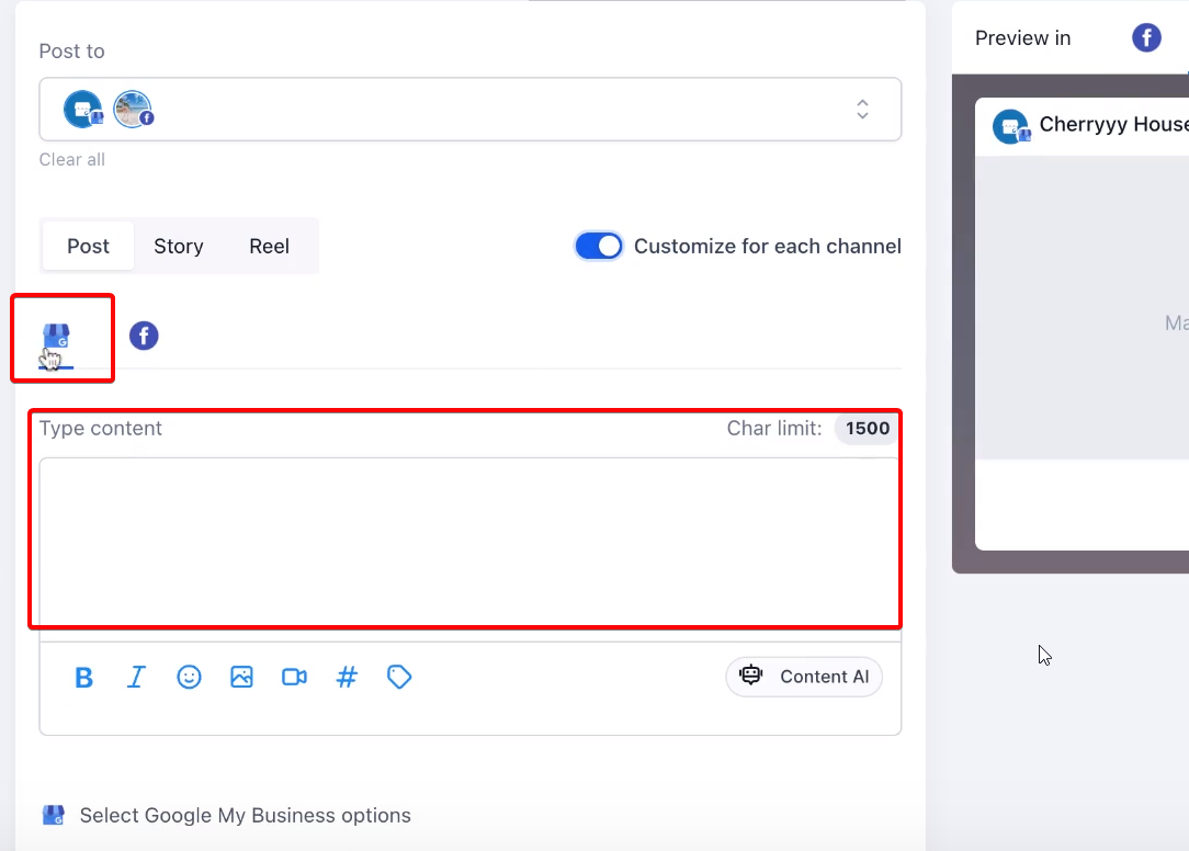Per-channel caption editing in Captivation Hub Social Planner