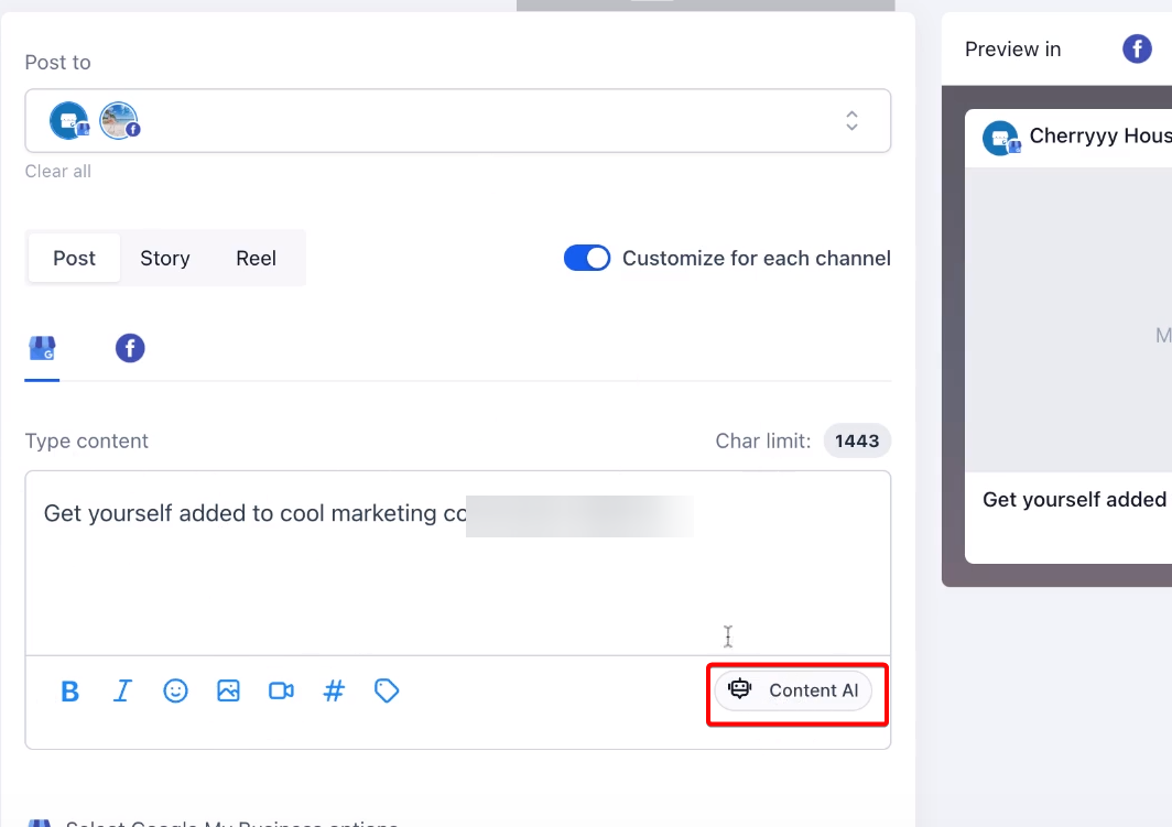 Character limit indicator in Social Planner post composer