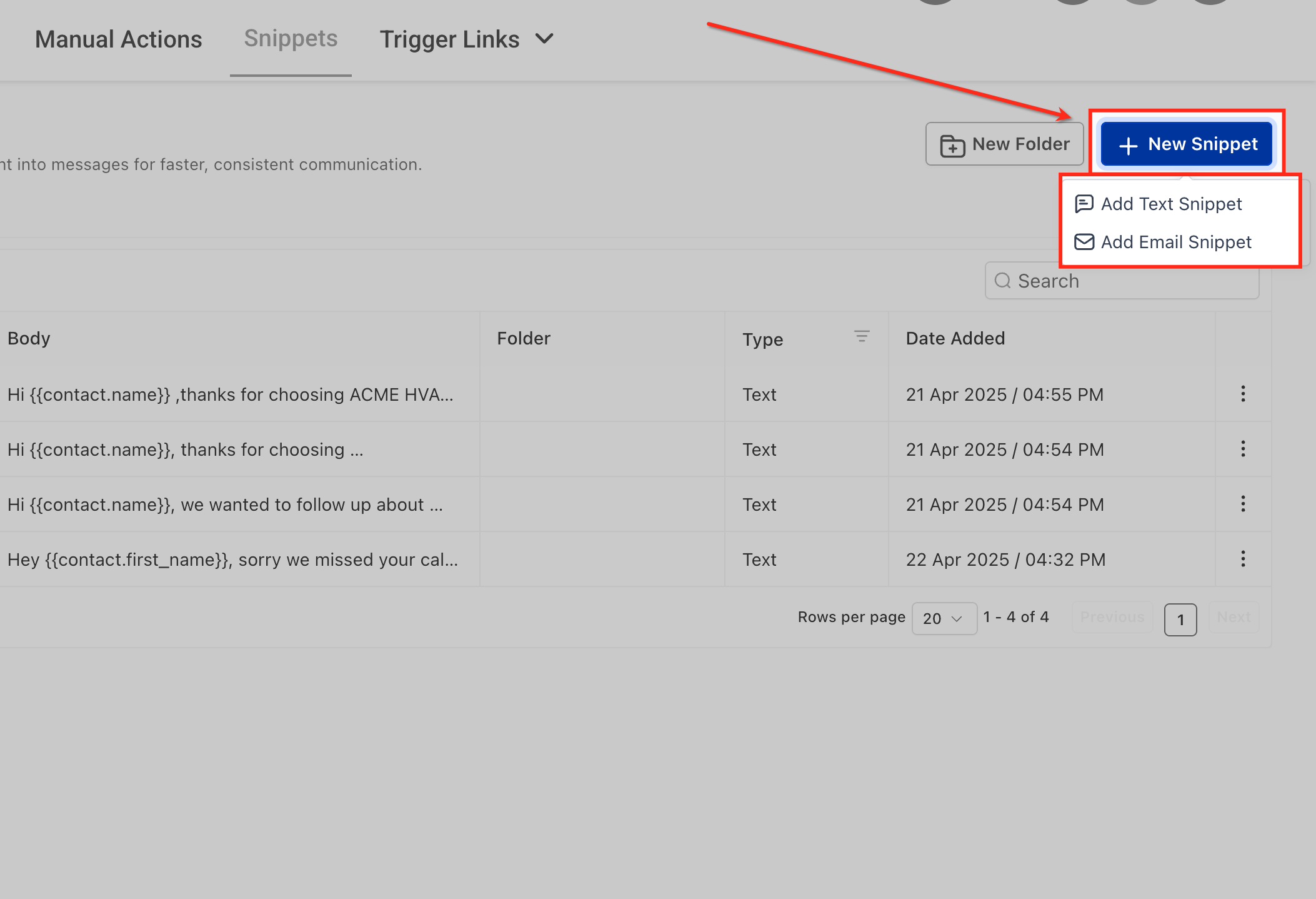 Organizing Snippets in Captivation Hub Conversations
