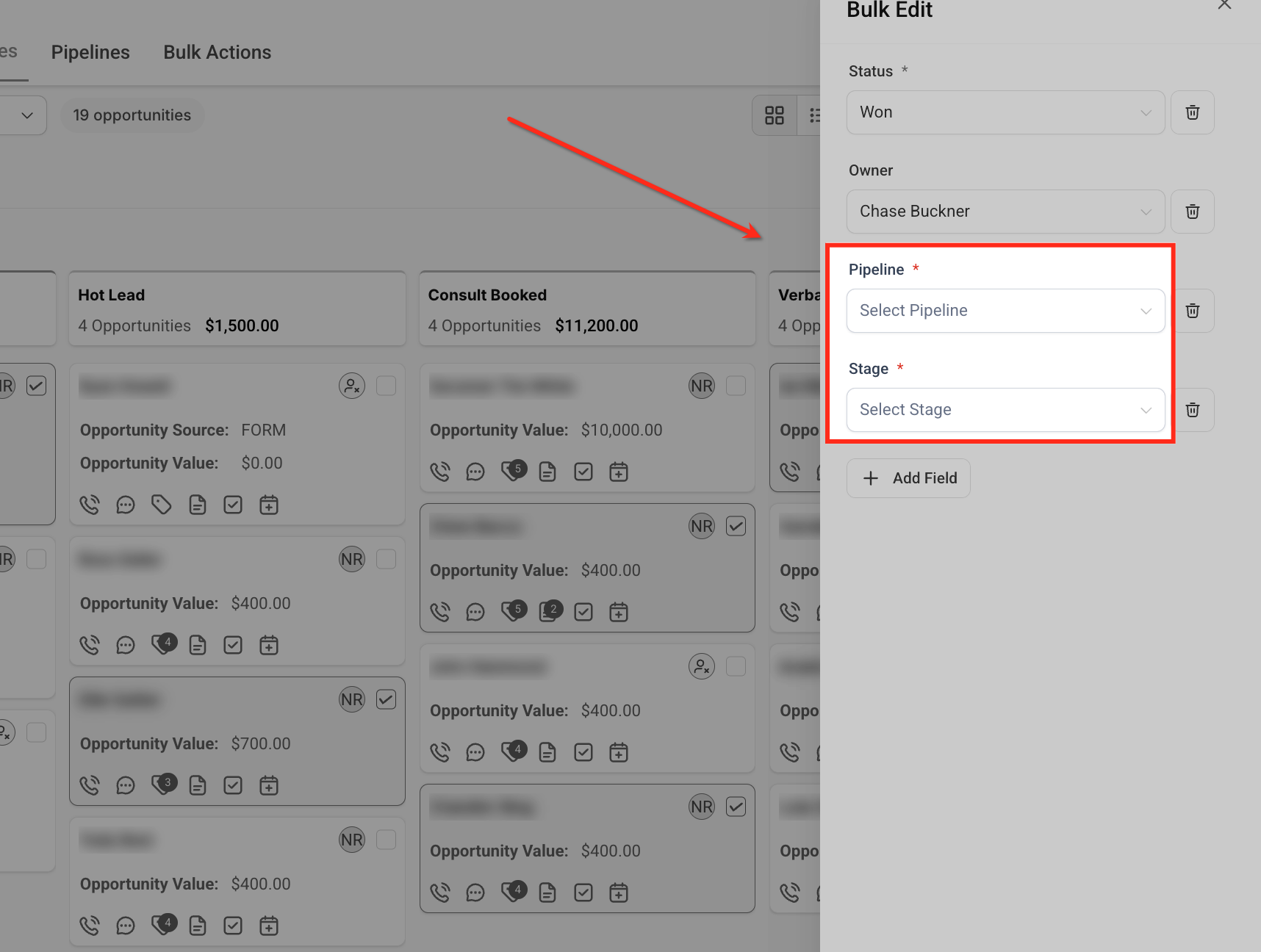 Deleting opportunities in bulk