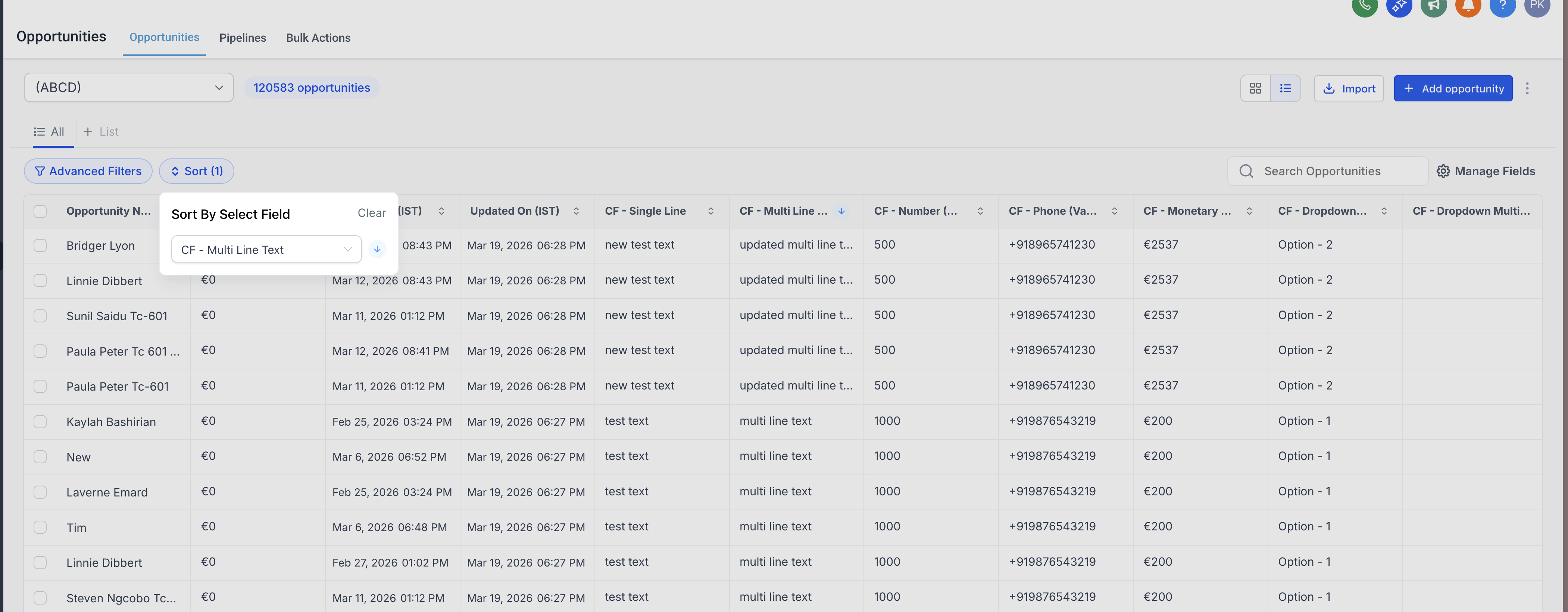 Switching between Kanban and List view in Opportunities