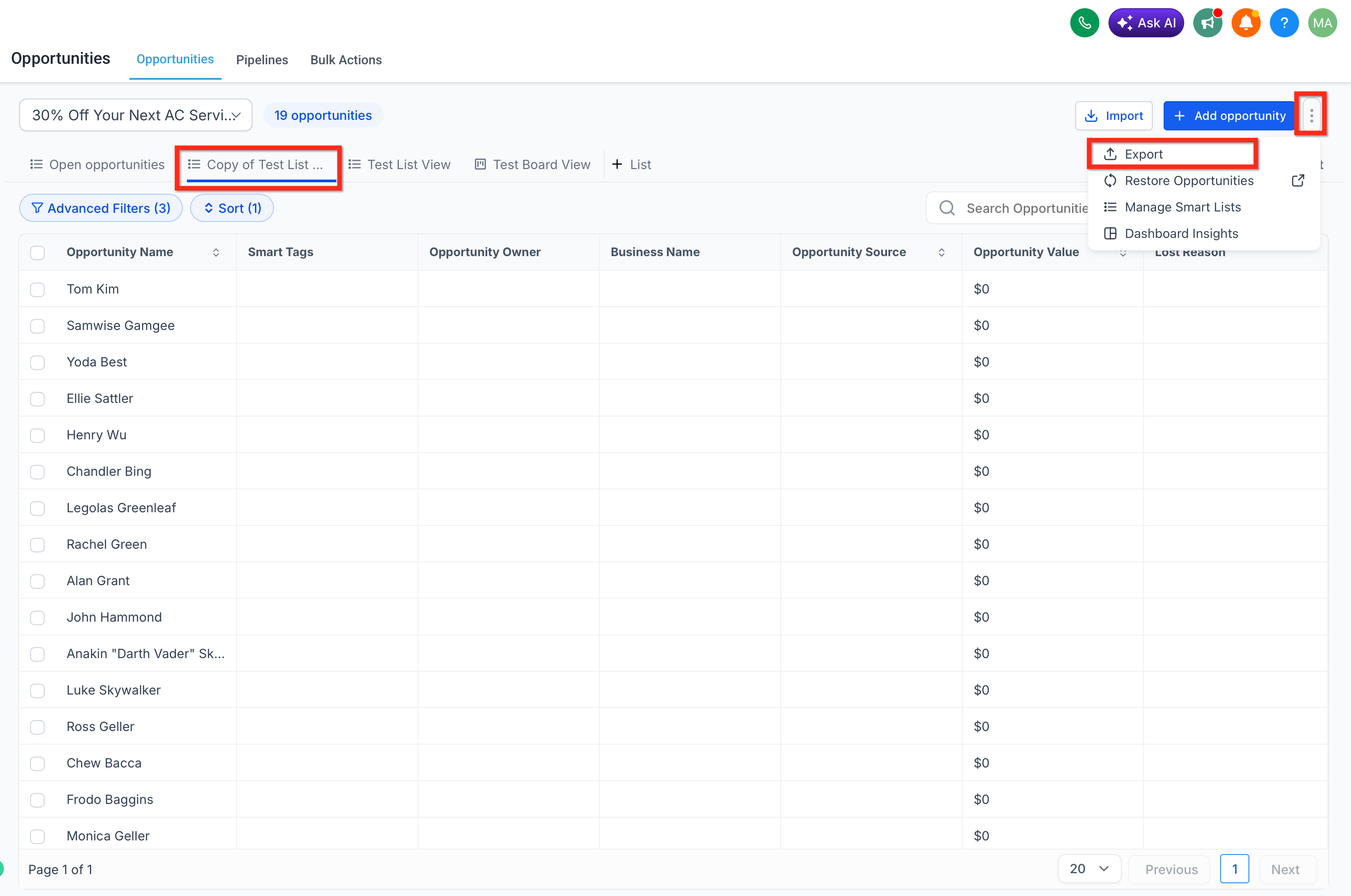 Exporting a Smart List to CSV