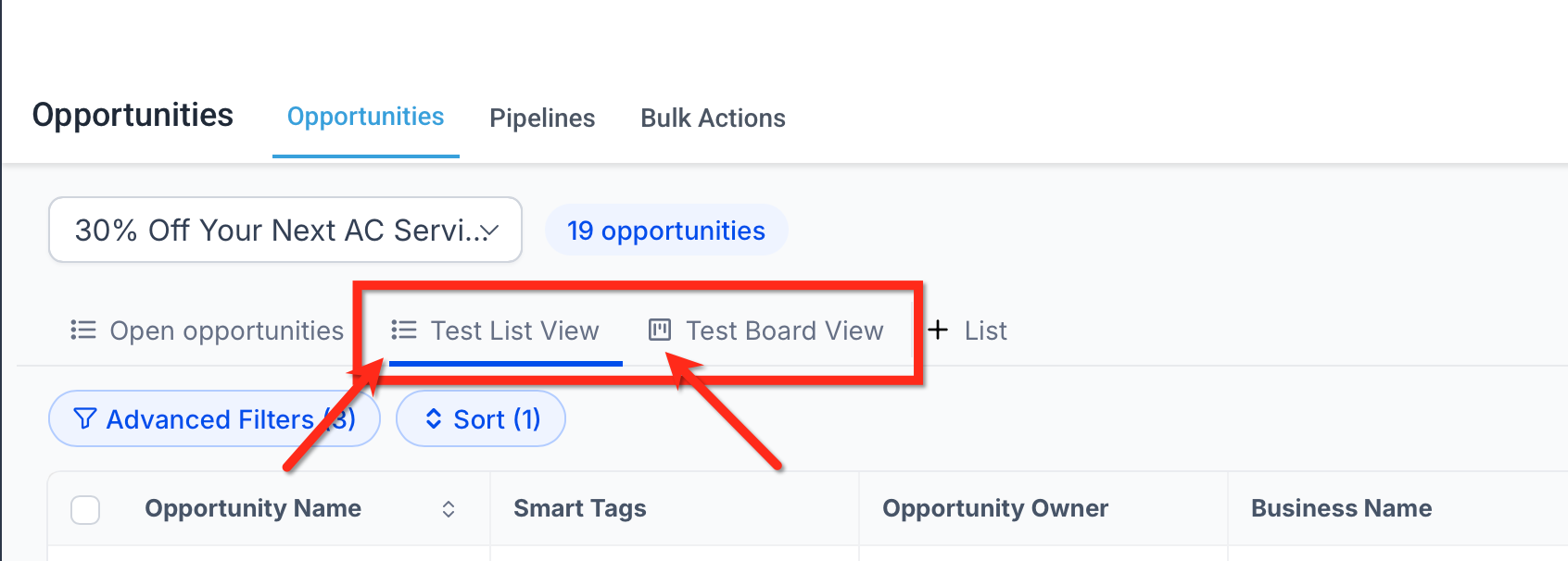 List and Board Smart Lists in Captivation Hub Opportunities