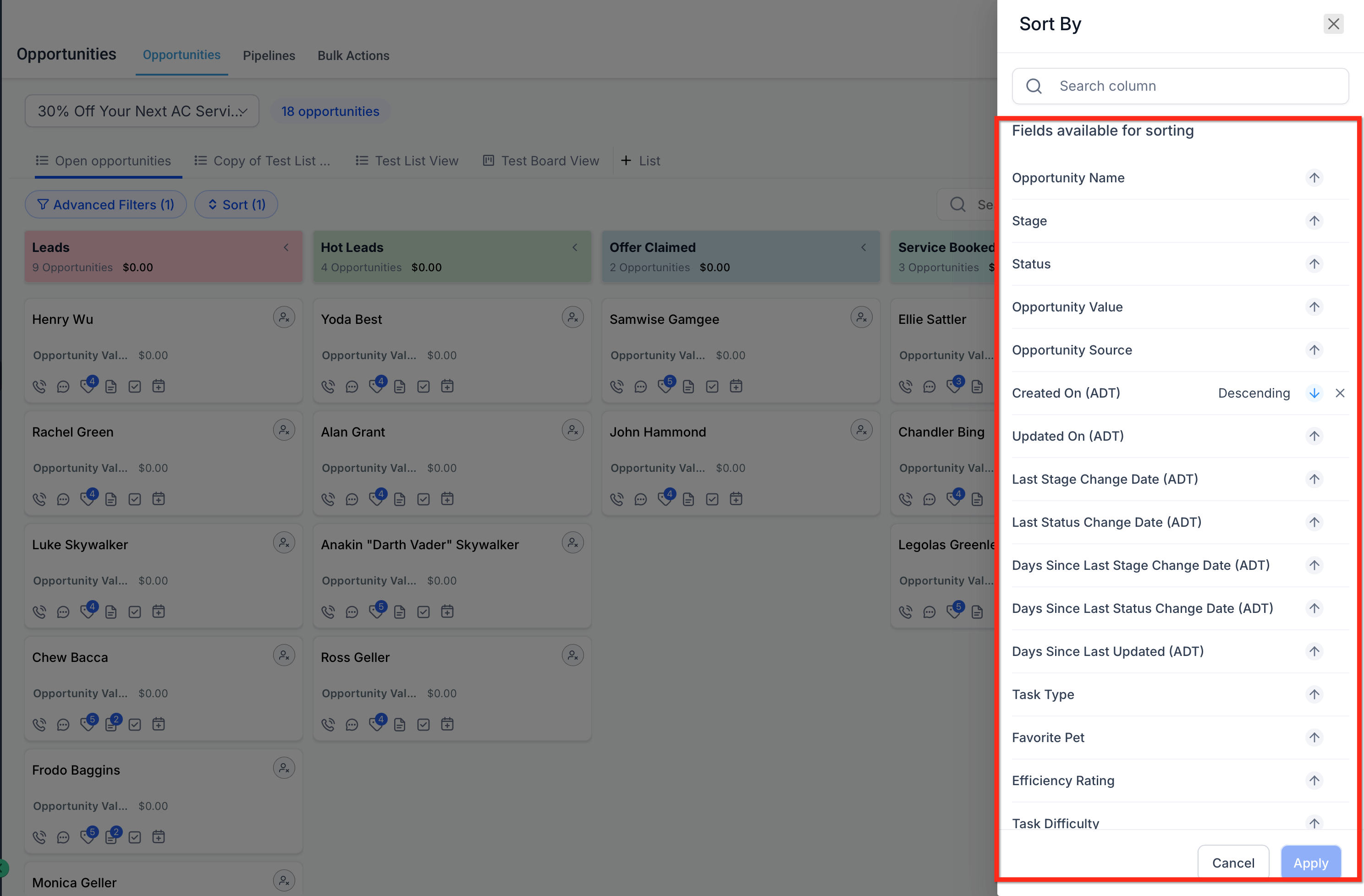 Setting sort order for a Smart List