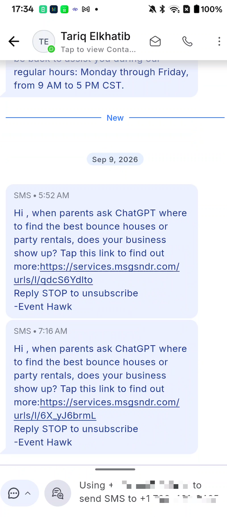 Scrolling to unread messages using the New divider in Captivation Hub mobile app