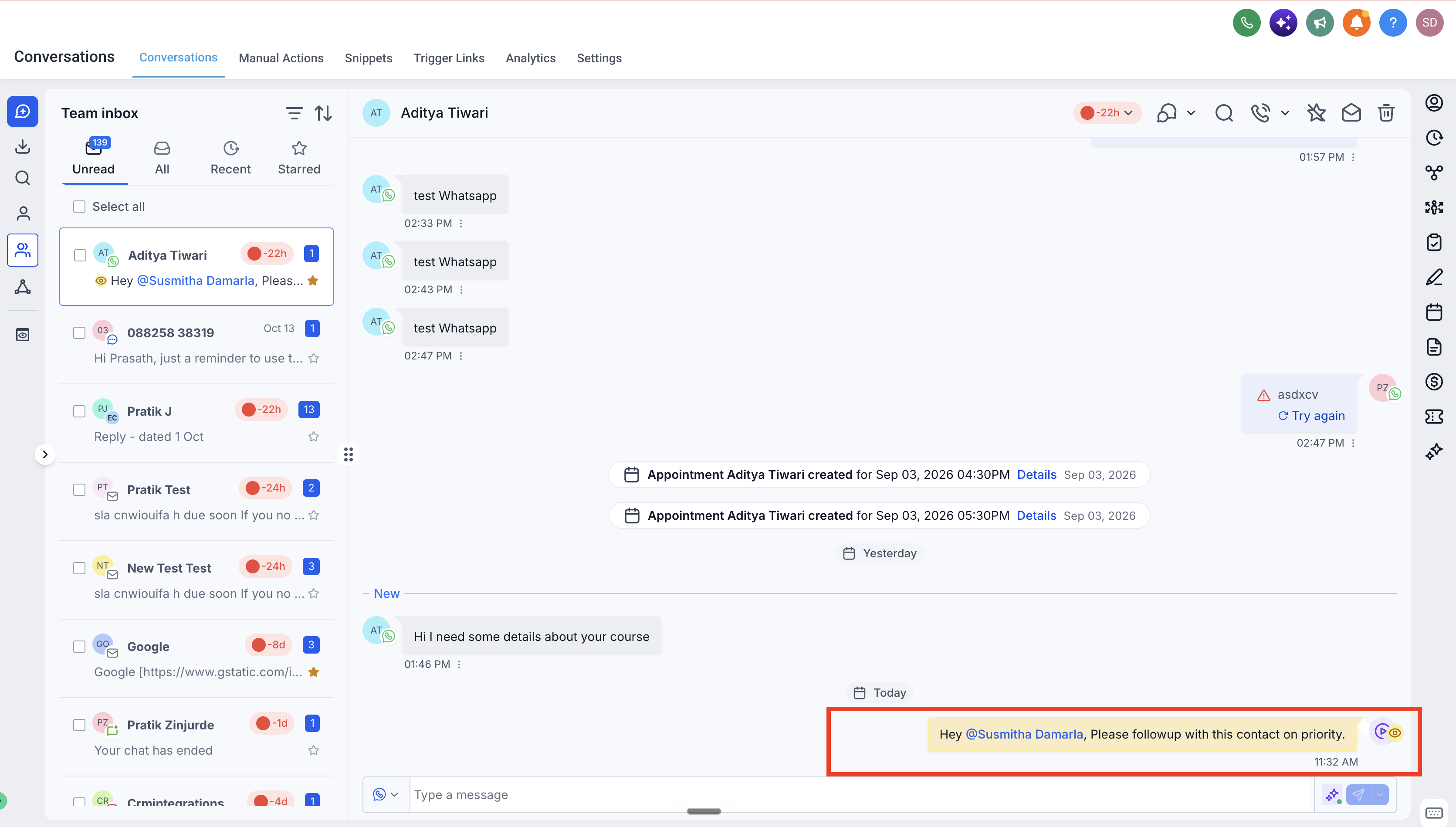 Writing an internal comment with @mention options in Captivation Hub workflow action