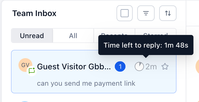 Filtering conversations by SLA status in Captivation Hub