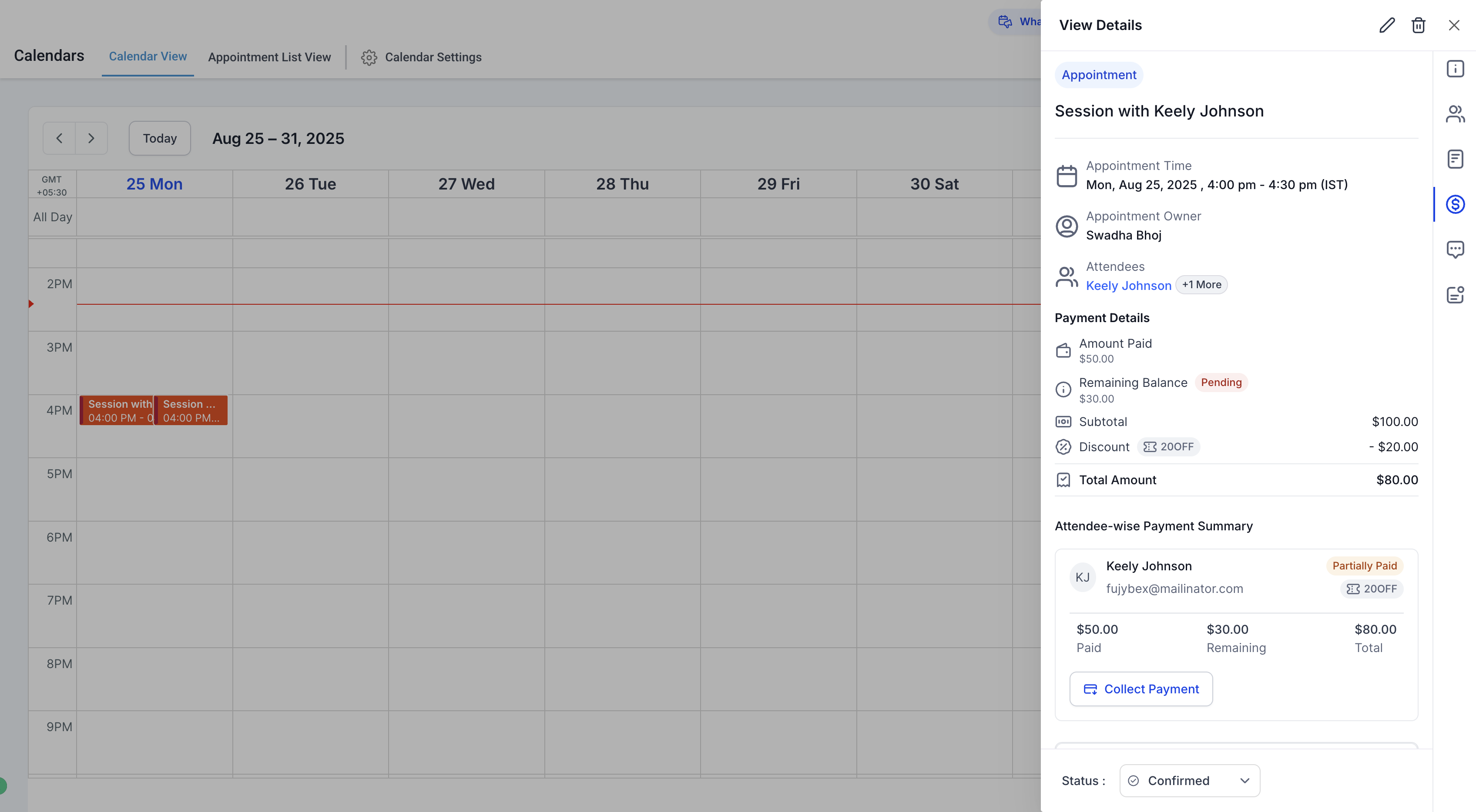 Collect Payment button in the Payments tab