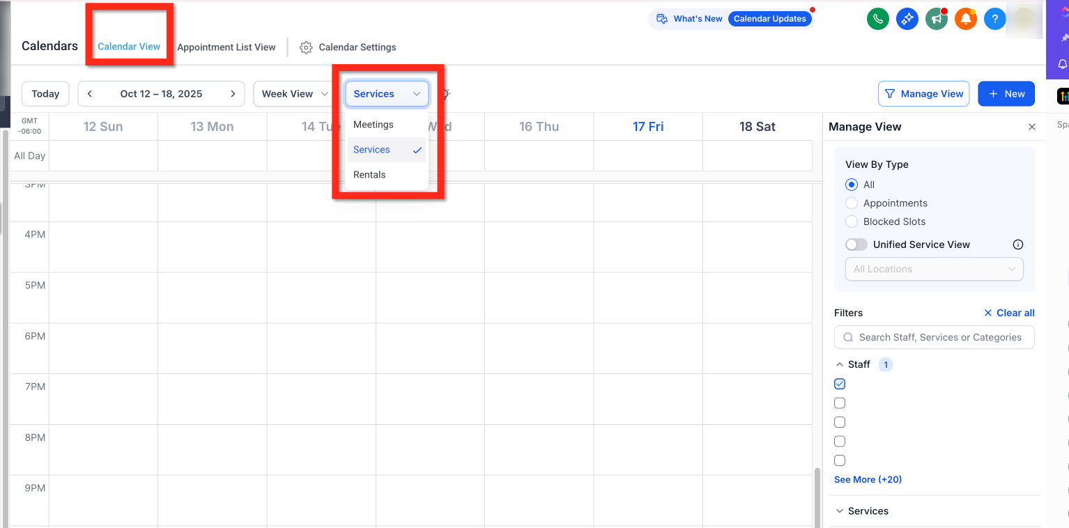 Scheduling types — Meetings and Services