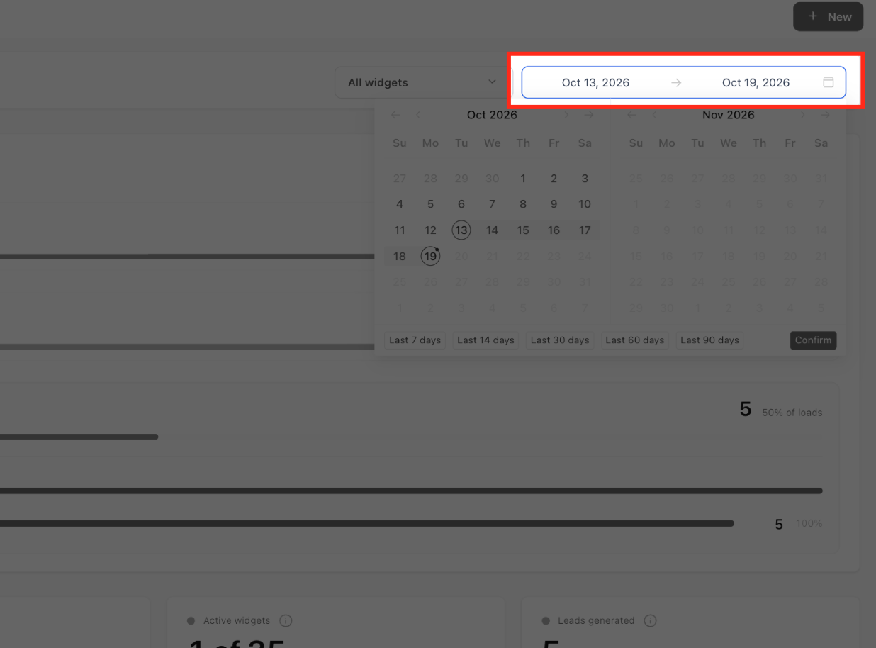 Date range picker in Chat Widget Insights