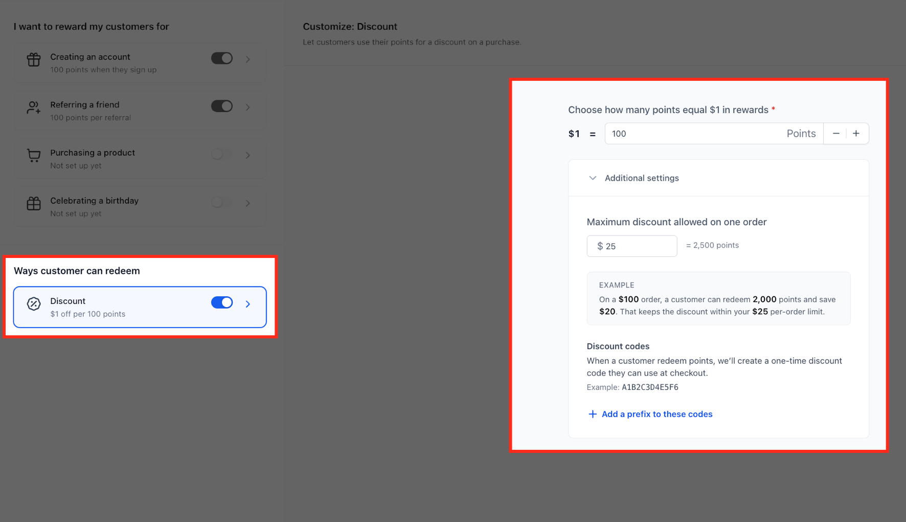 Discount reward configuration - points to dollar conversion