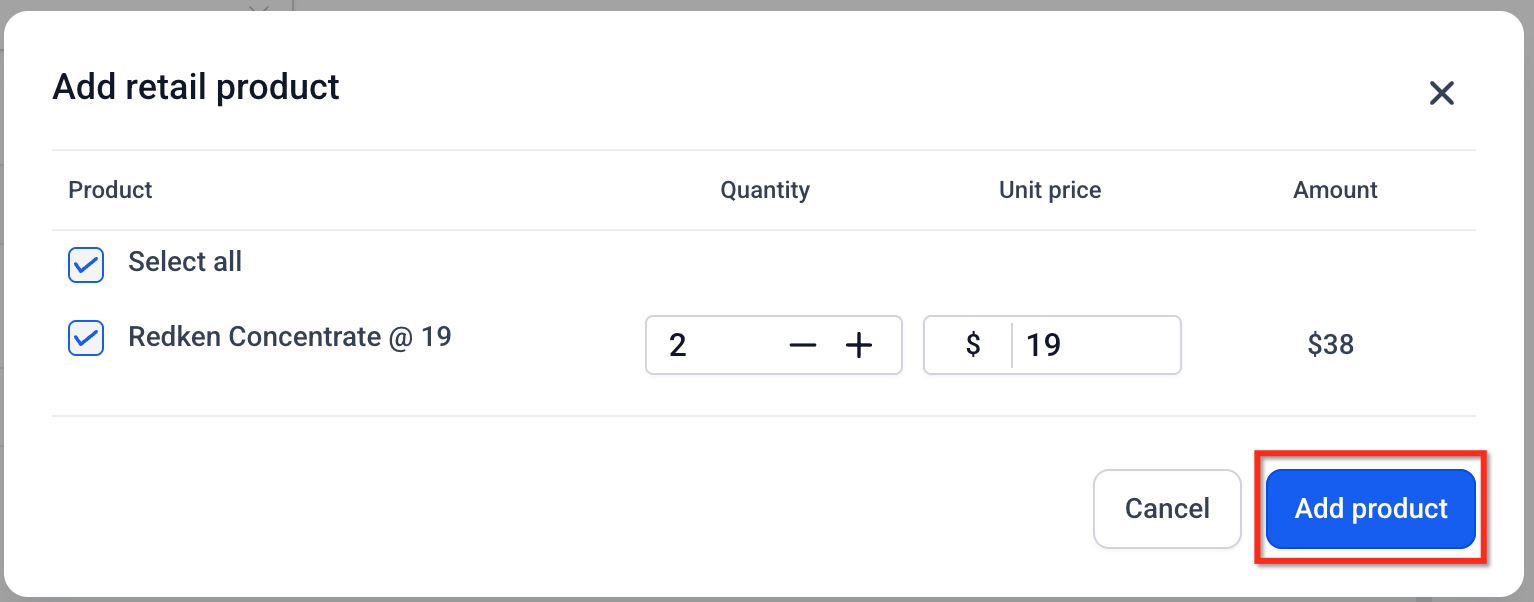 Setting quantity and price for a retail product in a service appointment