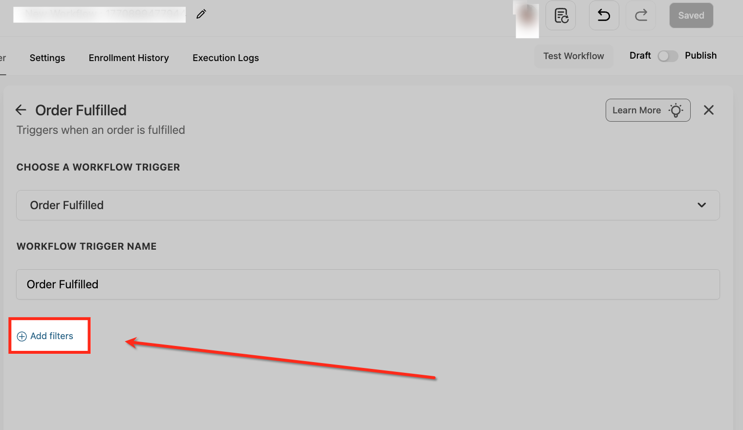 Adding filters to the Order Fulfilled trigger in Captivation Hub