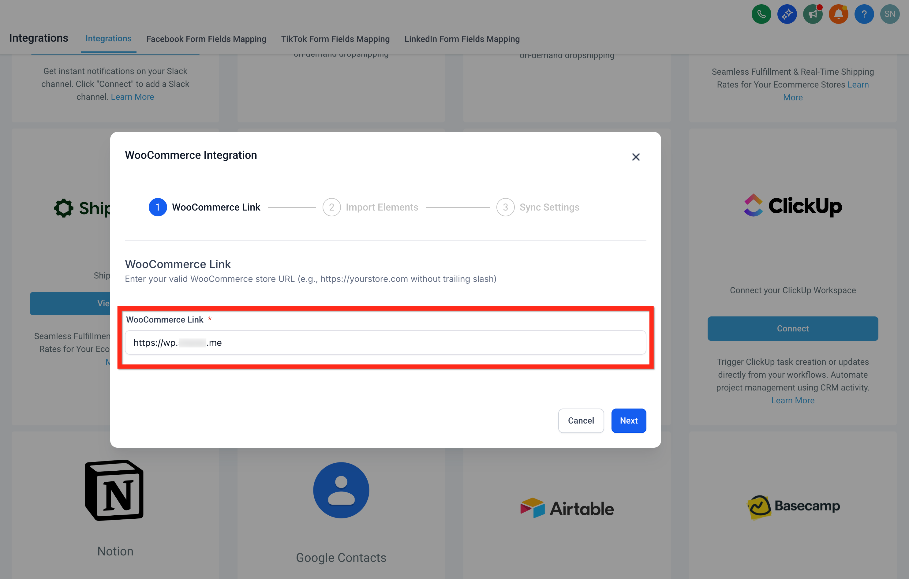 Choosing which WooCommerce data types to import into Captivation Hub