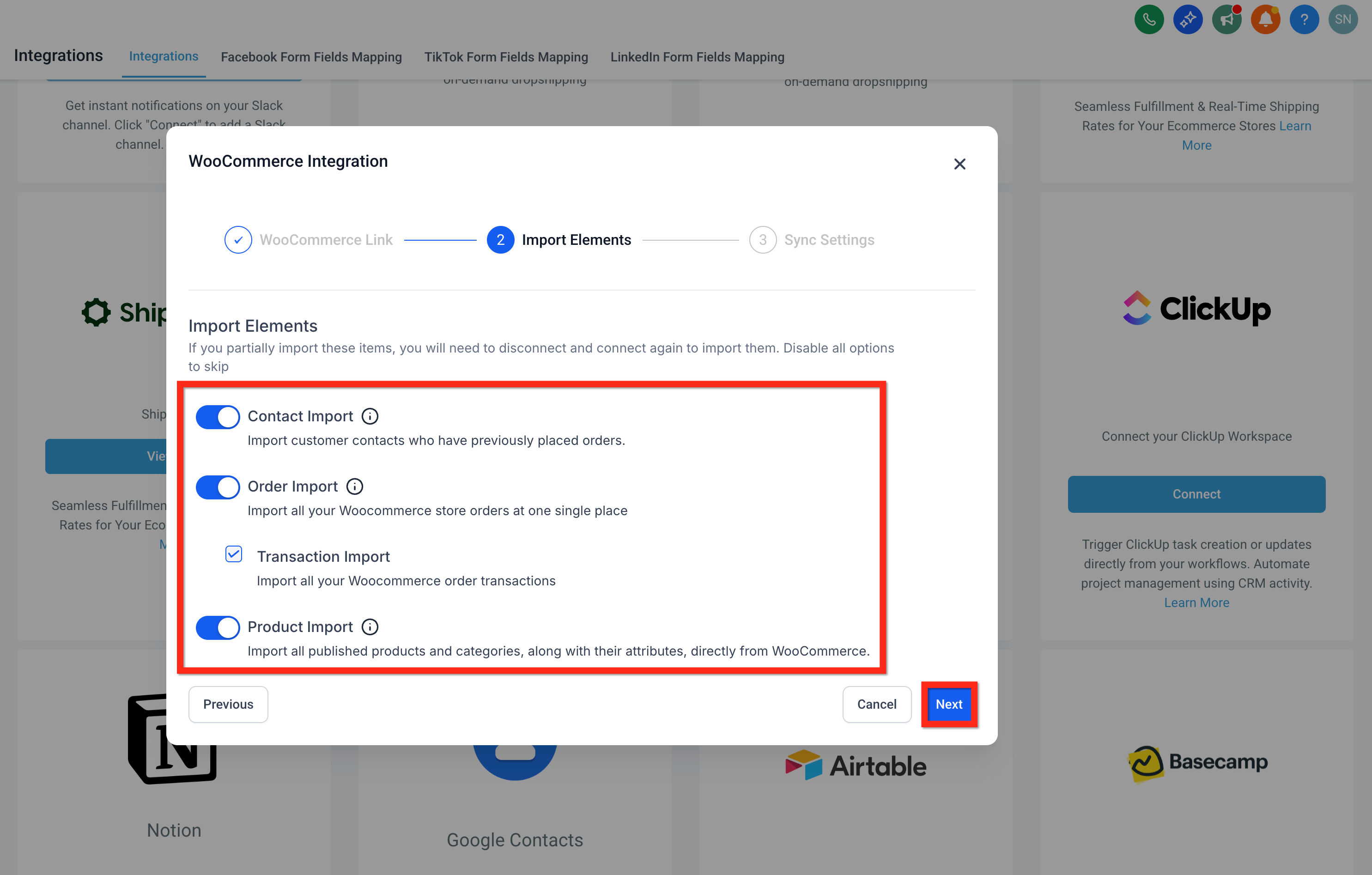 Choosing which WooCommerce data types to sync into Captivation Hub going forward