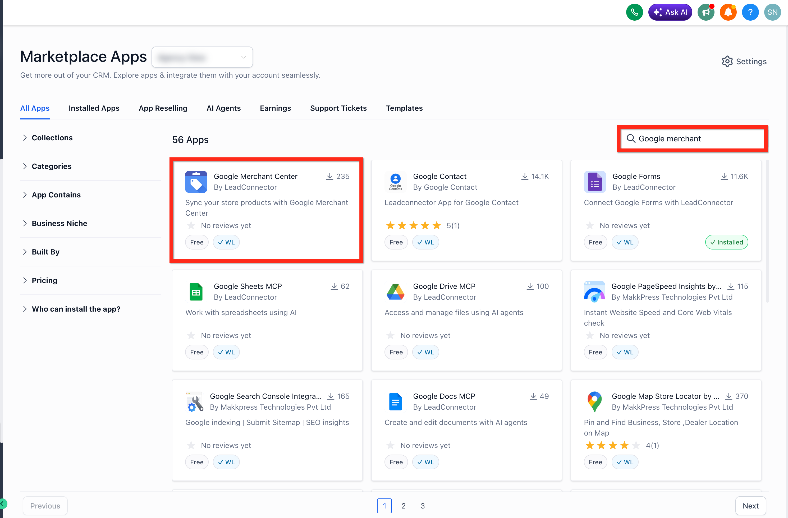 Google Merchant Center app in the Captivation Hub App Marketplace