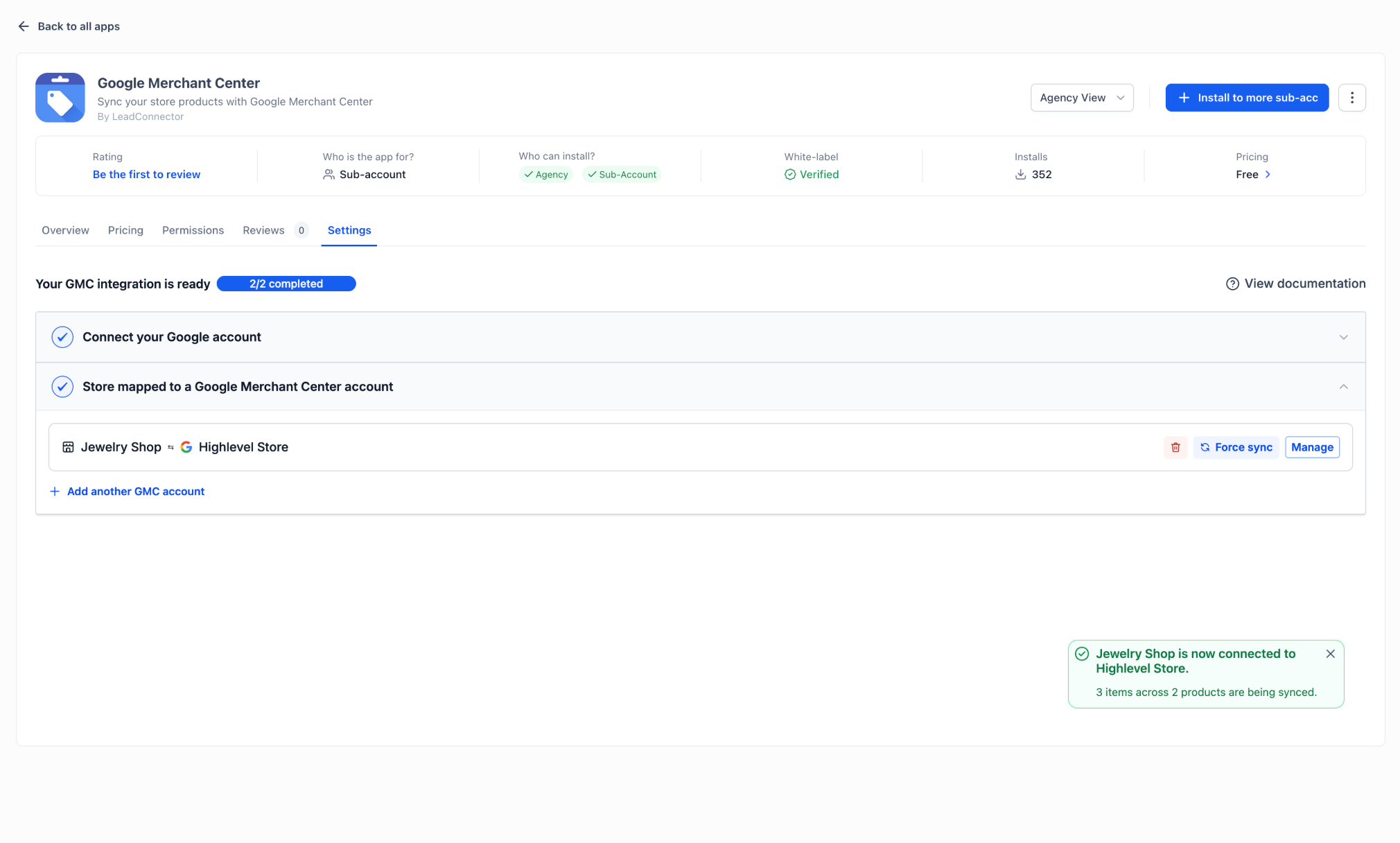Force Sync progress and product count display