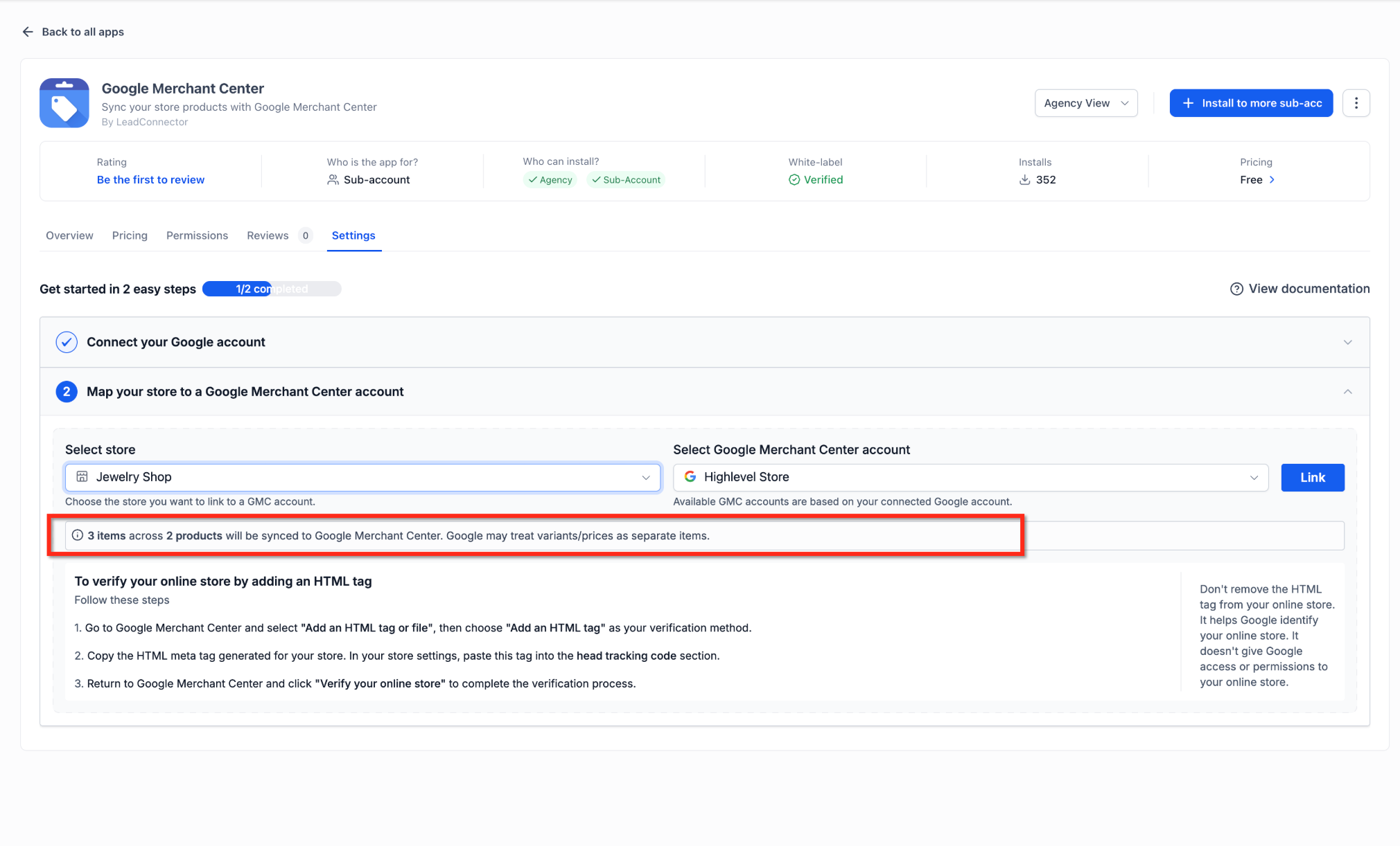 Connection confirmation and synchronization start message