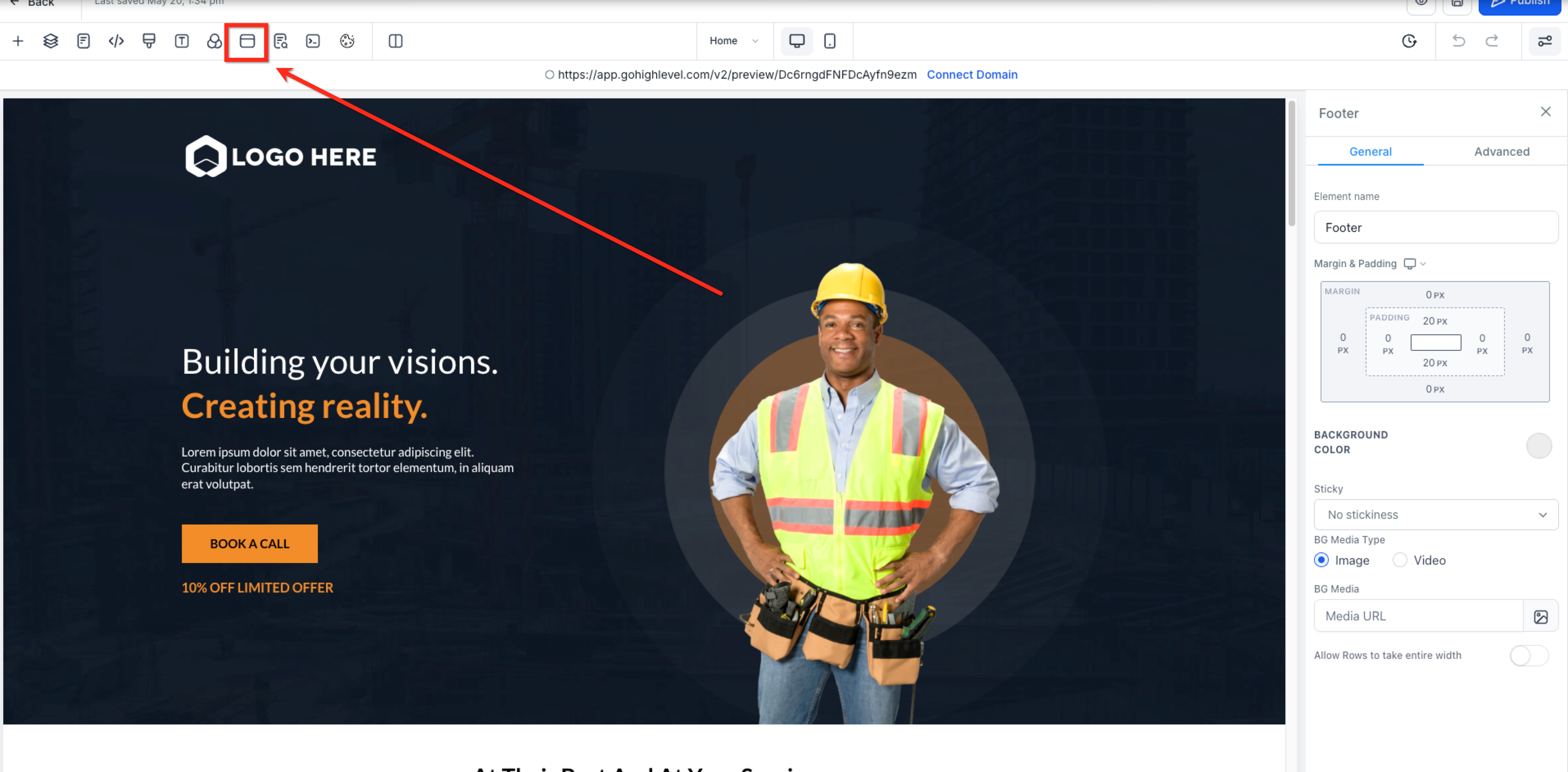 Popup settings panel in the Captivation Hub funnel builder