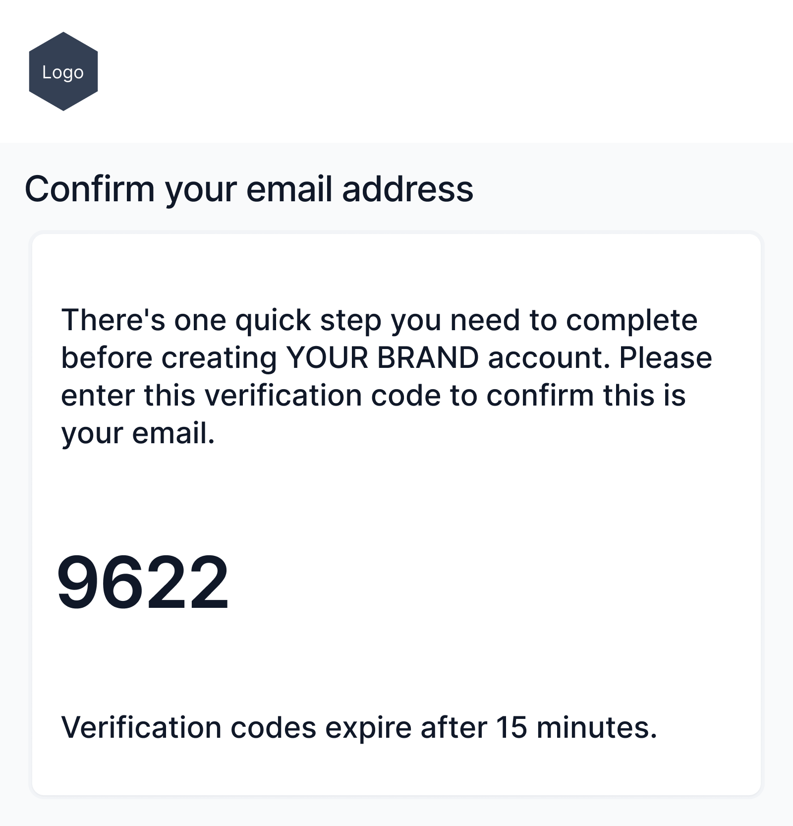 Confirmation screen showing that a verification code has been sent